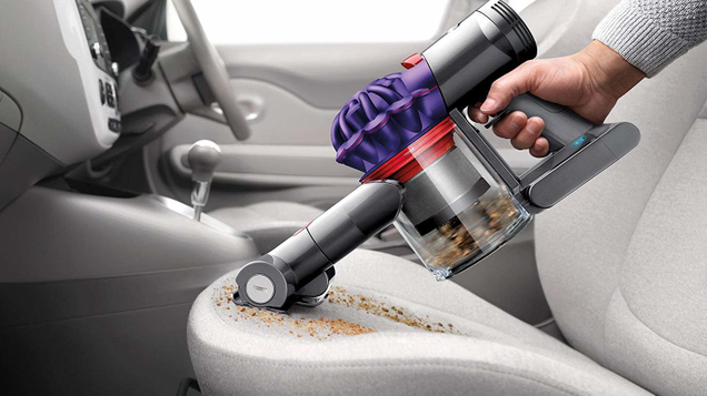 Dyson’s V7 Car + Boat vac is a powerful handheld vacuum that excels at cleaning car upholstery. It runs off a battery, but also includes a car charger.